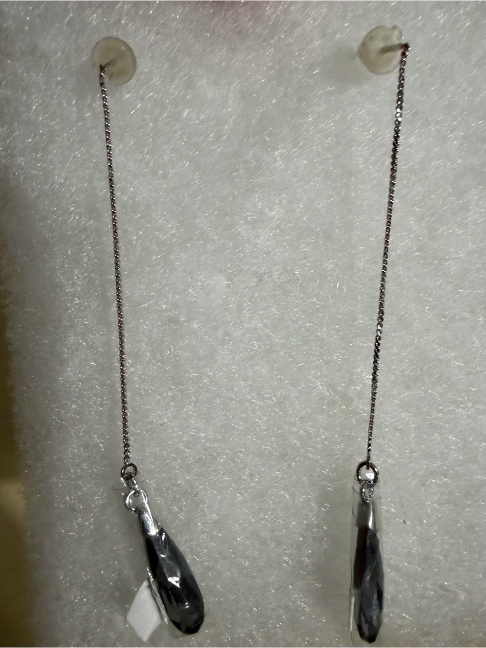 Swarovski Silver Threader Earrings with Faceted Teardrops
